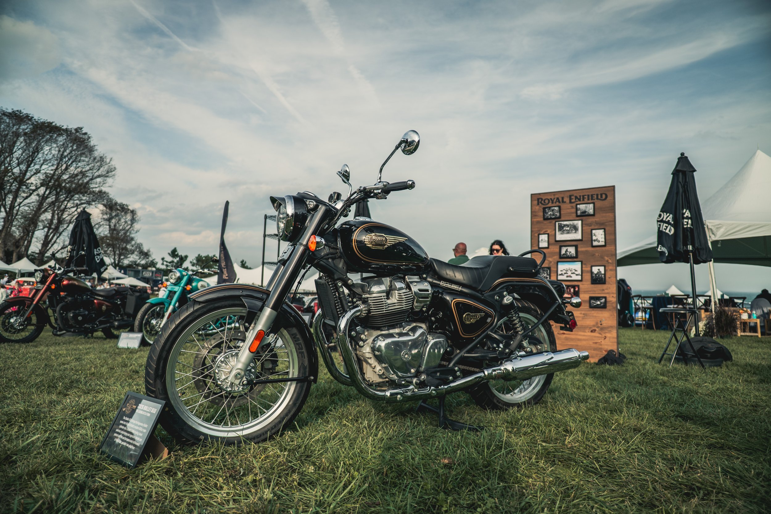 Royal Enfield motorcycle on display at the Audrain activation