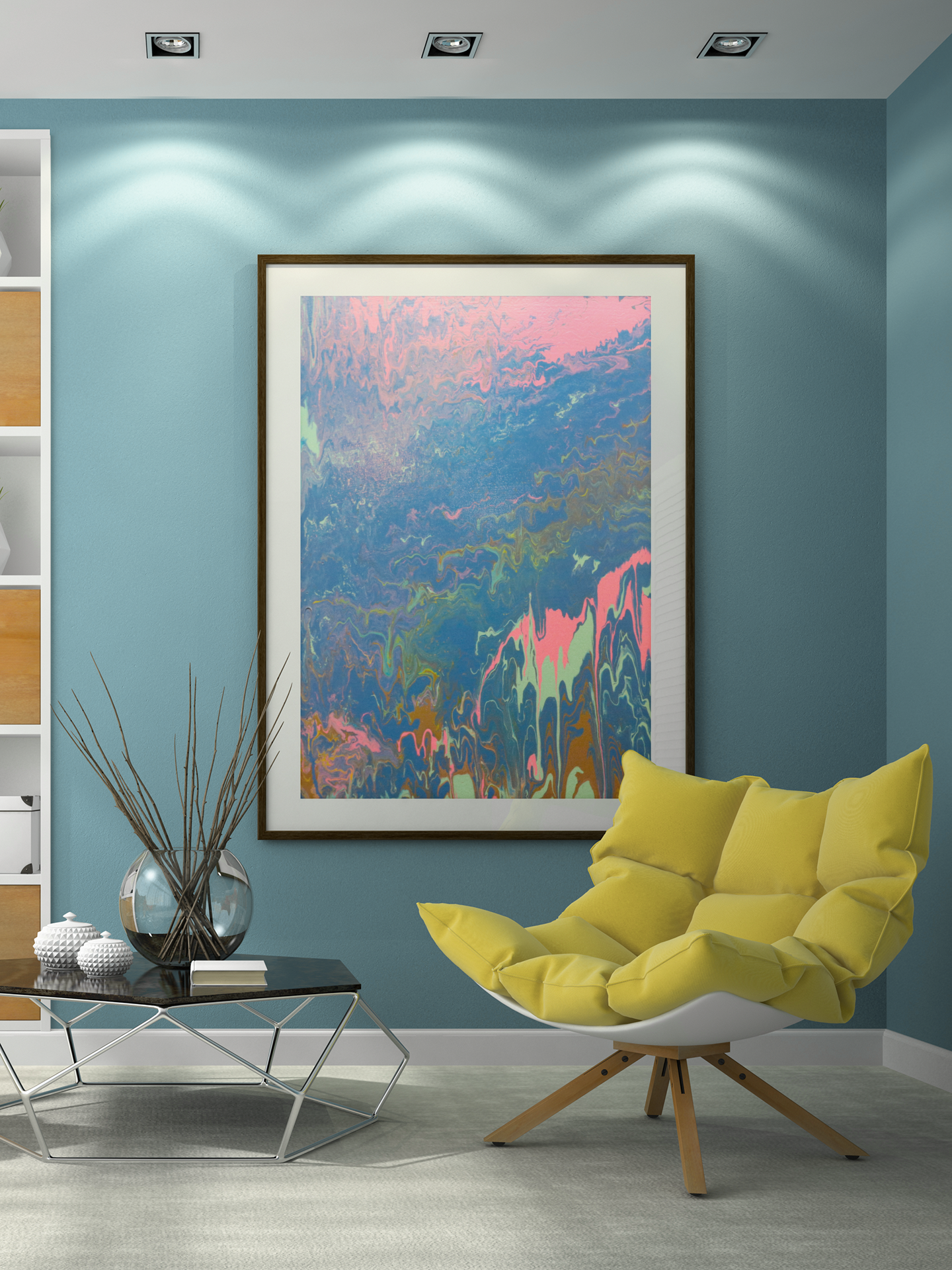 Blue tidal pools -Large painting - 40 inches X 29 inches