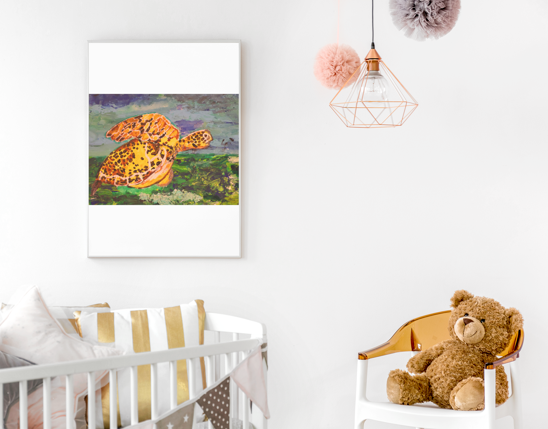 Nursery Painting: Happy Turtle