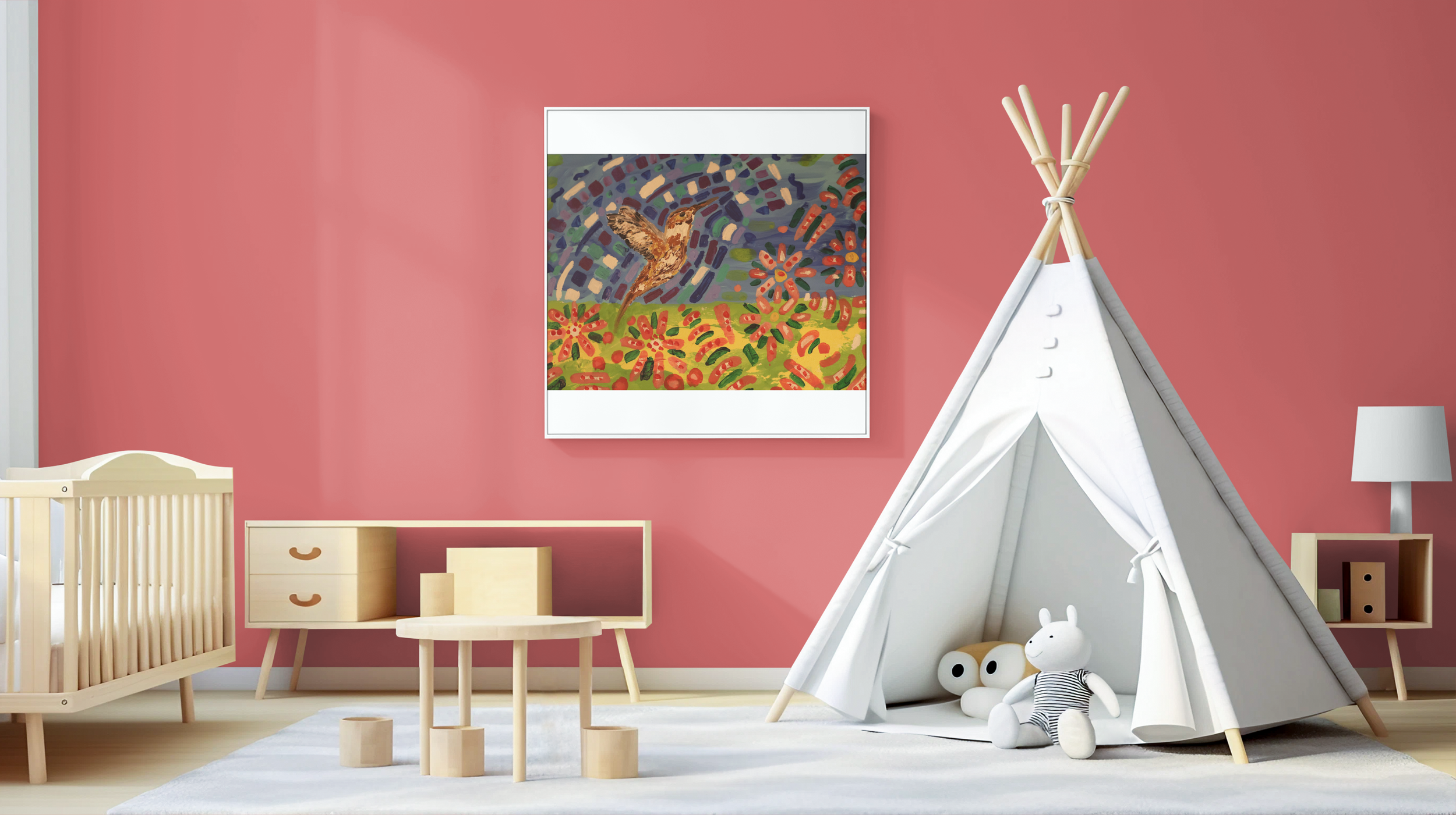 Nursery Painting: Hummingbird Happiness