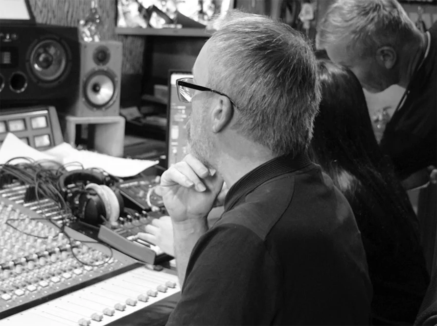 Greg in the studio with Mark and Jess