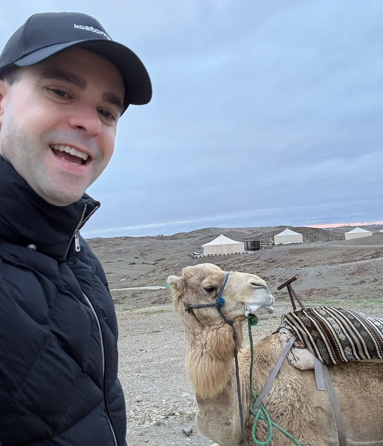 Agafay Desert camel experience at sunset White Camel Camp Morocco