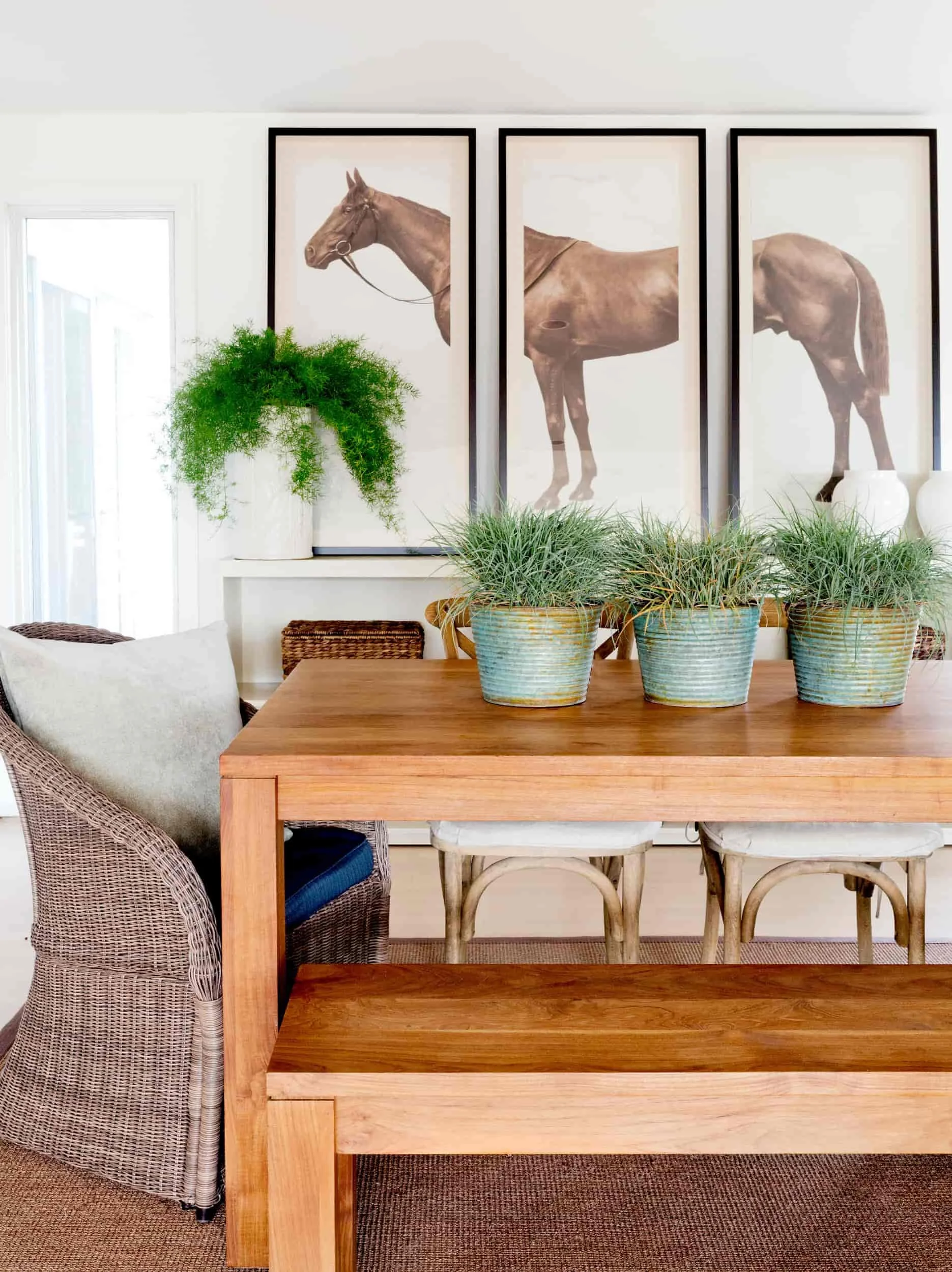 A casual dining area in westport connecticut designed by interior designer caroline kopp