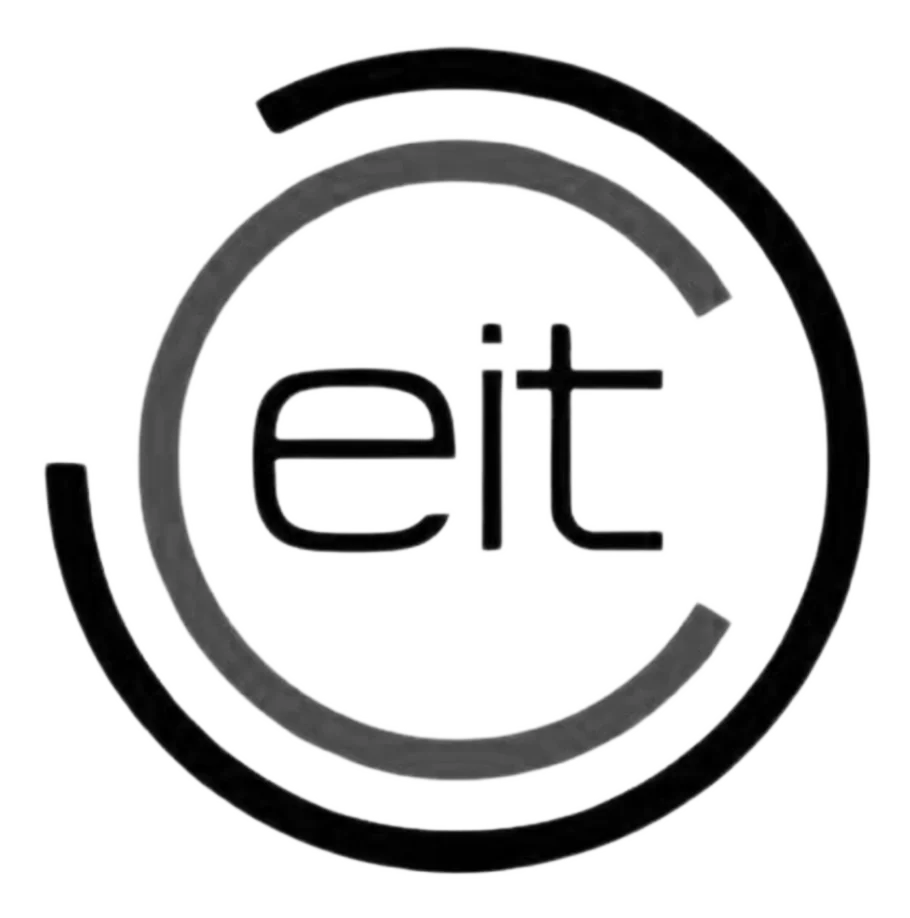 The logo features the word 'eit' in lowercase letters with circular, concentric arcs surrounding it in black, white, and gray shades.