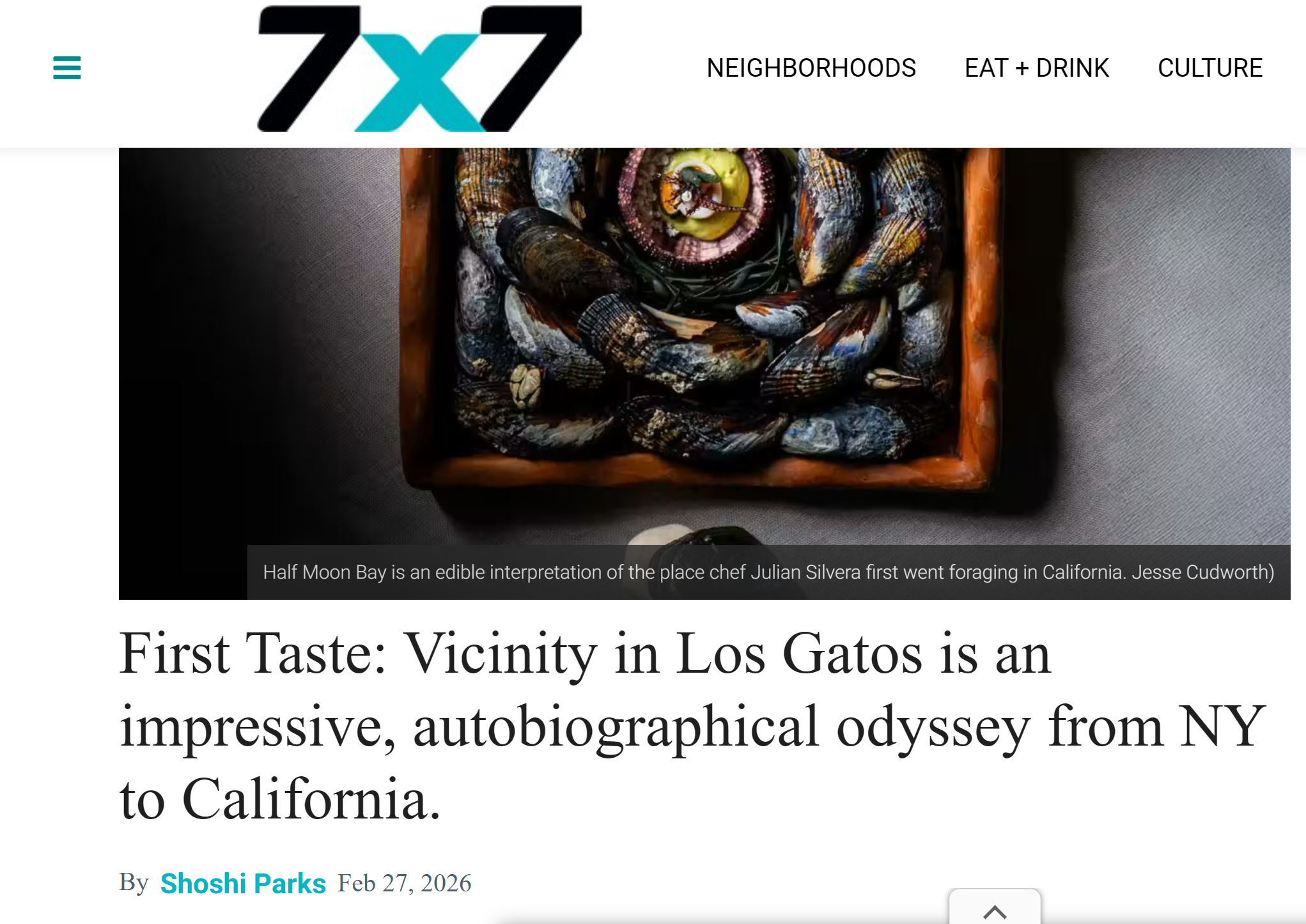 First Taste: Vicinity in Los Gatos is an impressive, autobiographical odyssey from NY to California.