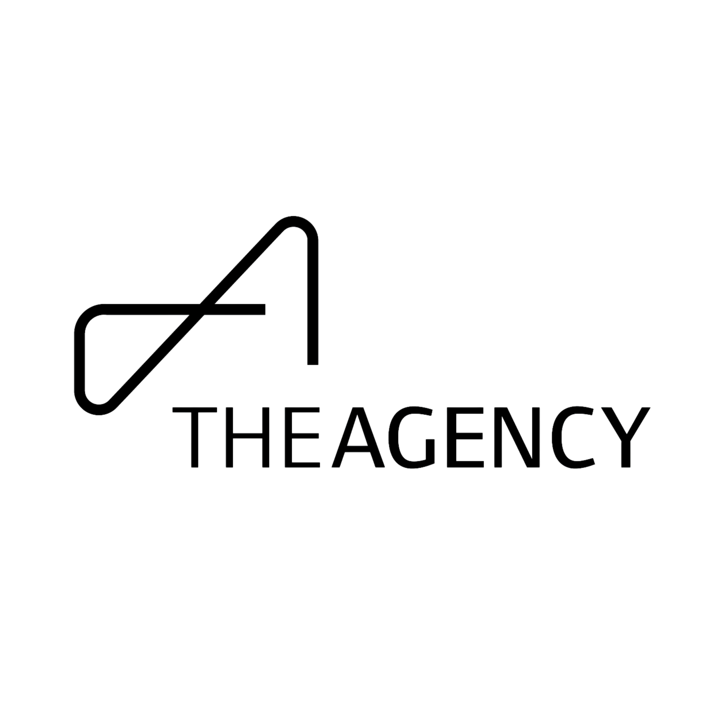 Black logo with a stylized letter "a" and the words "THE AGENCY" underneath.