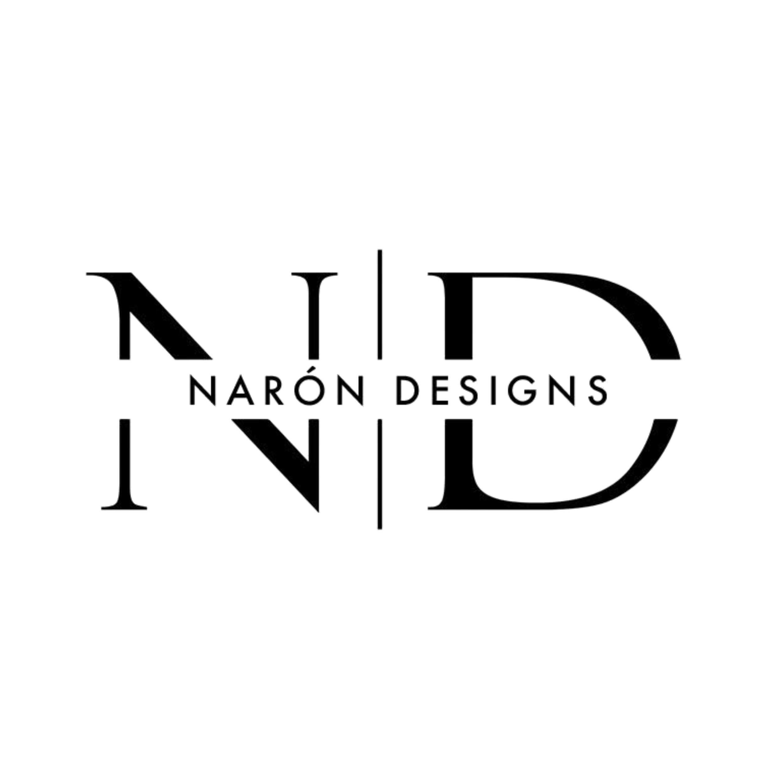 Black and red logo with the text 'Naron Designns'.