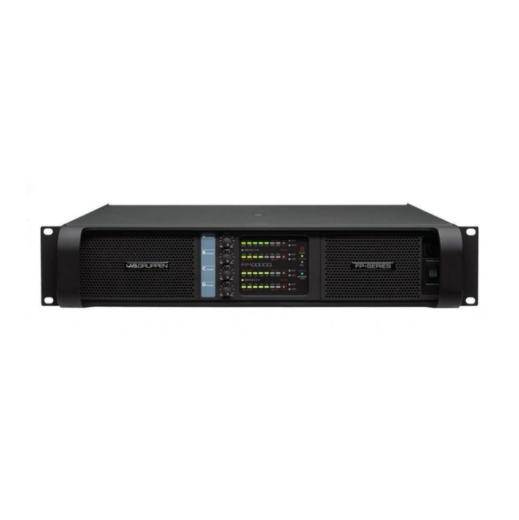 Amplificateur audio professionnel avec boutons de contrôle, écran et voyants lumineux, conçu pour la sonorisation.