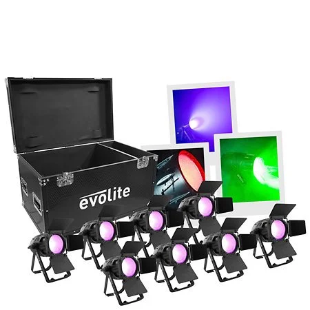 Evolite - Pack PARCOB150 RGBW IP x 8 + Flight case