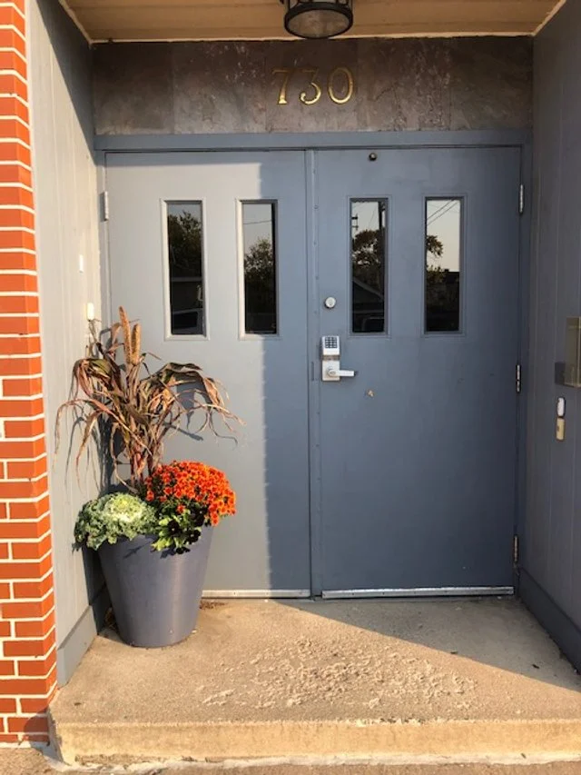 Secured entrance to the office building