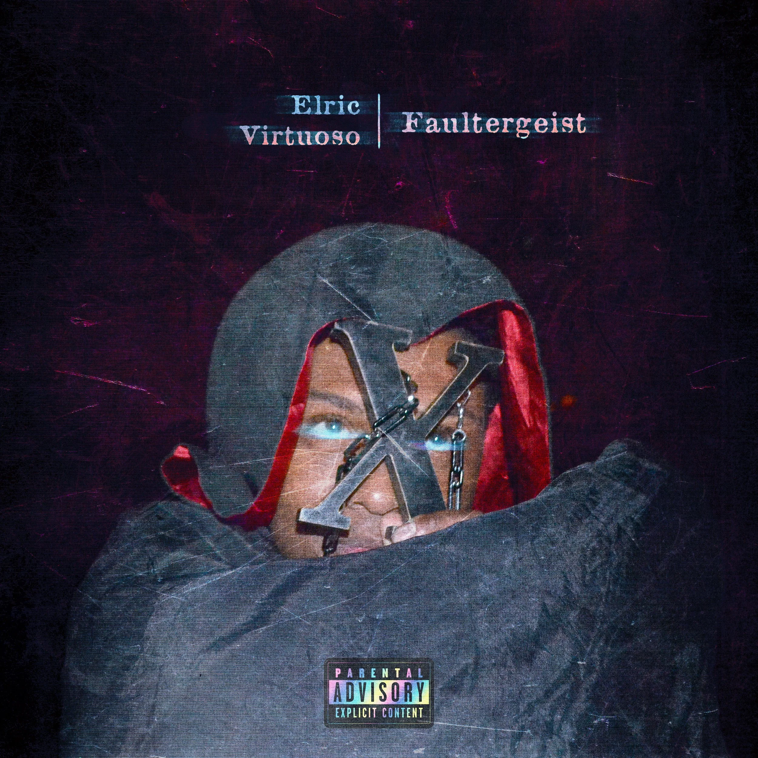 Album cover art featuring a person with blue eyes wearing a helmet and a red hoodie, holding metal letters spelling 'X', with a dark background and parental advisory label.