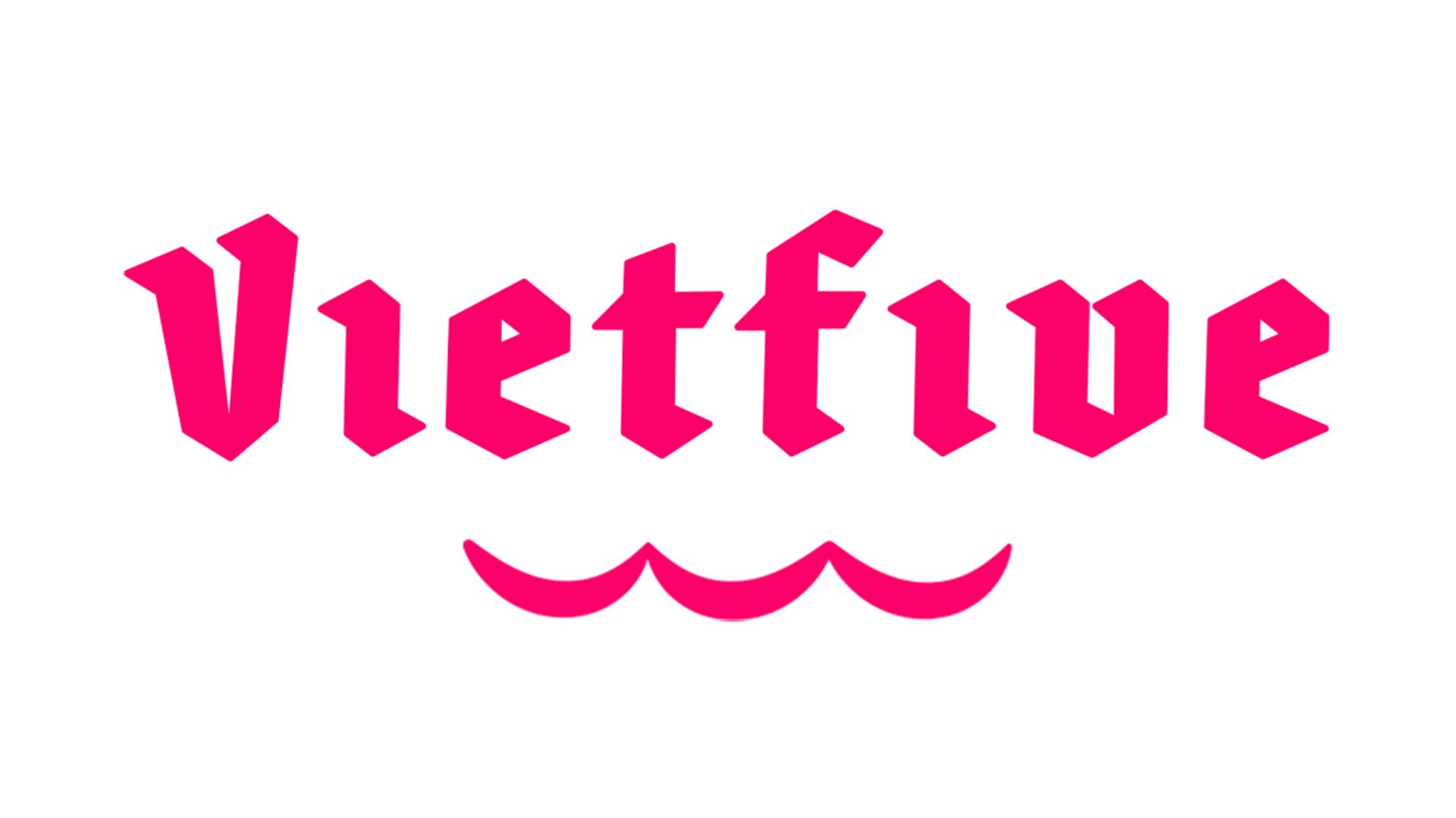 Pink stylized text that reads 'Vietfive' with a wave-like symbol underneath on a black background.