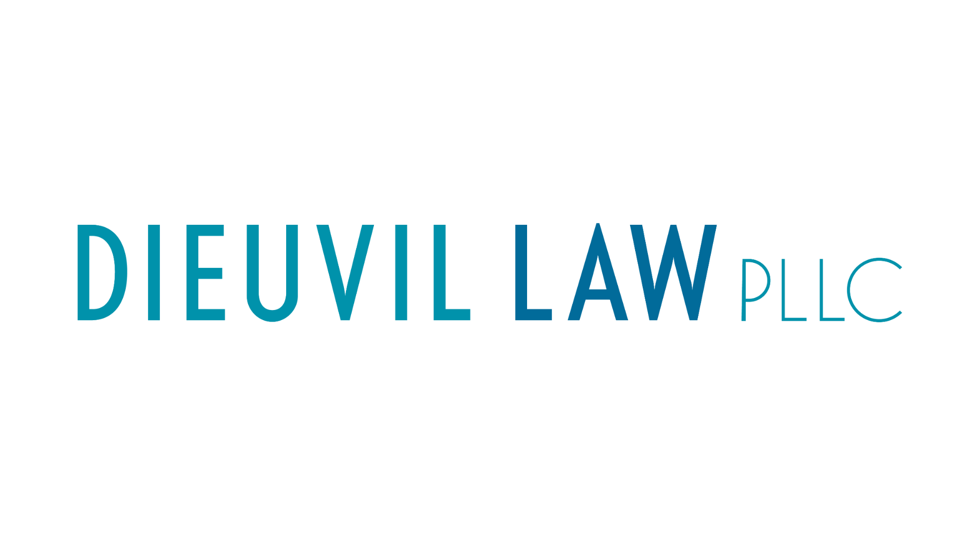 Logo of Dieuvil Law PLLC with black background and blue text.