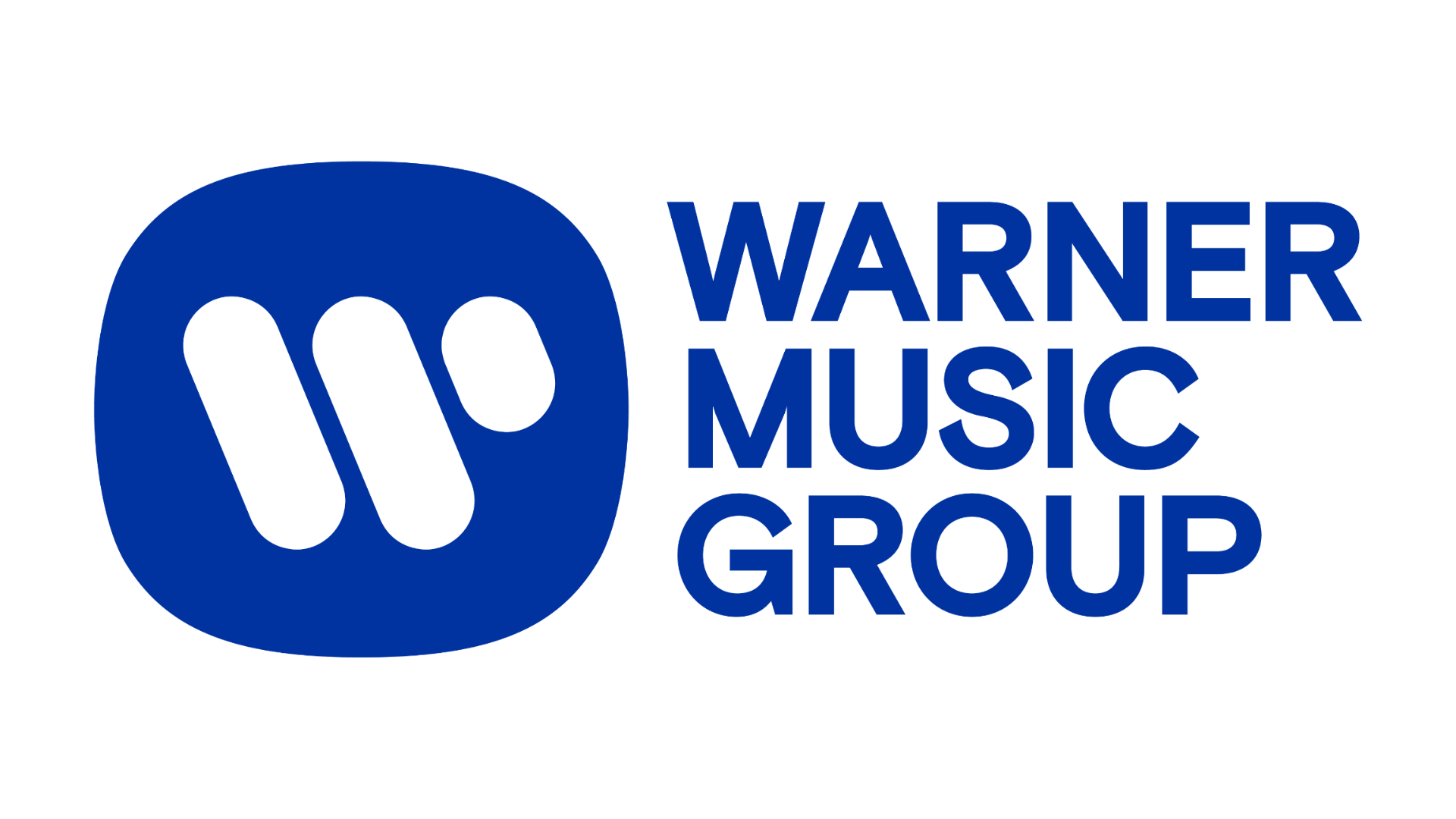 The Warner Music Group logo featuring a blue circle with a stylized 'W' and the words 'WARNER MUSIC GROUP' in blue text to the right.