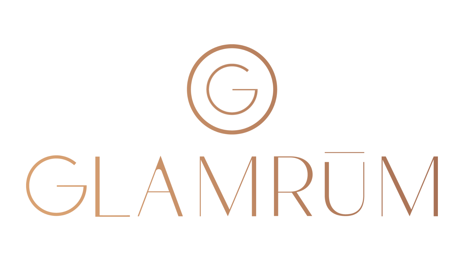 The image features the text 'GLAMRUM' in gold color with a stylized 'G' and a logo of a target behind the text.