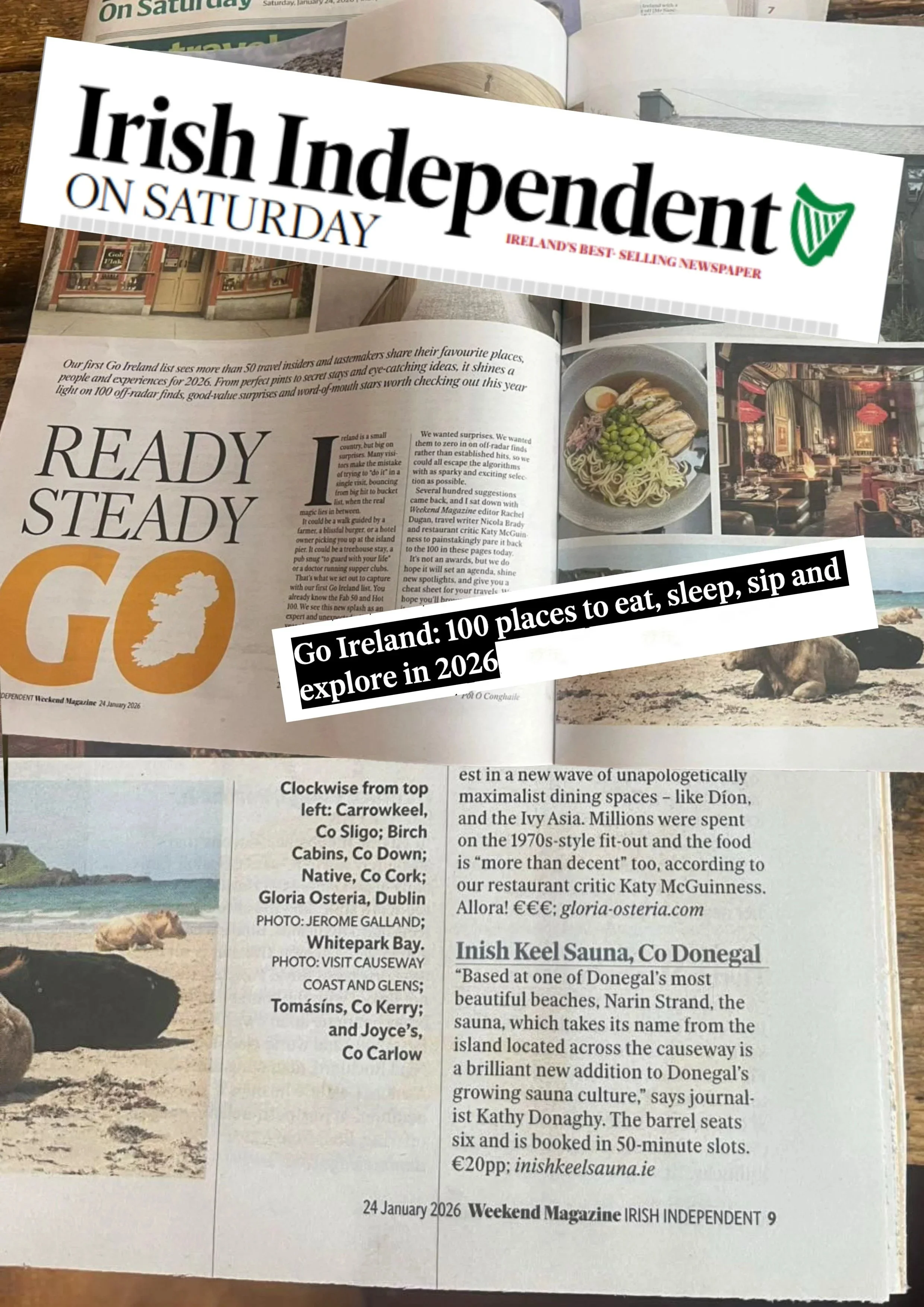 Donegal continues to gain recognition as one of Ireland’s most special destinations and we’re delighted to see Inishkeel Sauna included in the Irish Independent’s  "Go Ireland: 100 places to eat, sleep, sip and explore in 2026.”

Looking forward to w