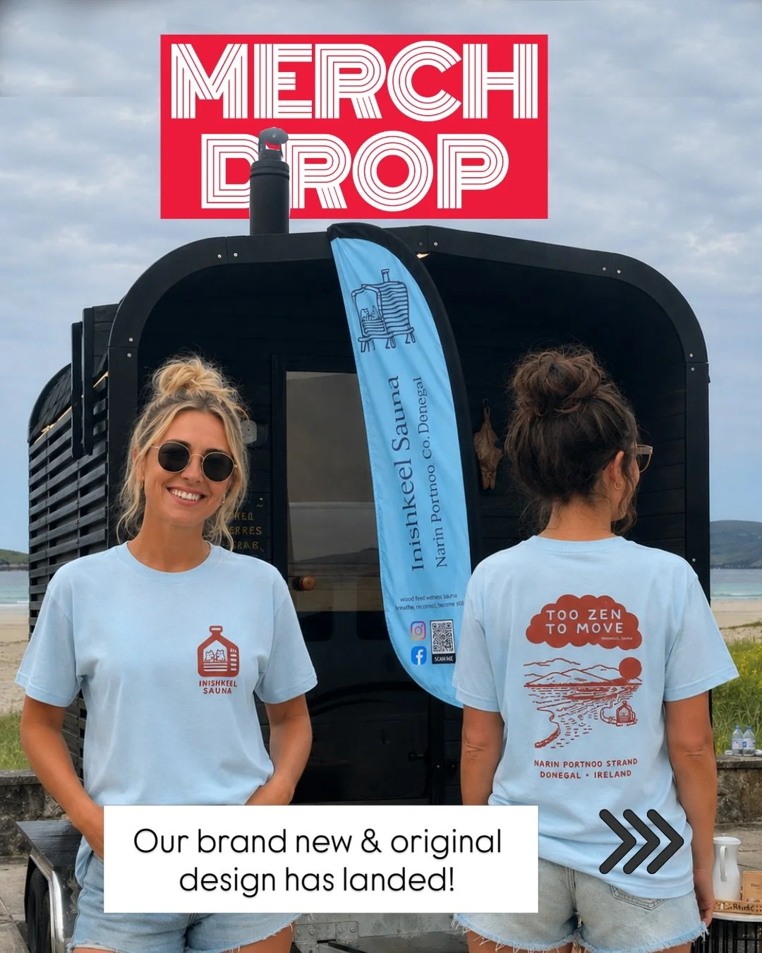 Merch Drop! 

We can neither confirm nor deny sightings of bears in Portnoo. 🤣 
But we can confirm our brand new merch has been spotted! (With a couple of cartoon bears using the sauna!). 

T-Shirts S M L &amp; XXL
Tea Towels

Inishkeel Sauna; warmi