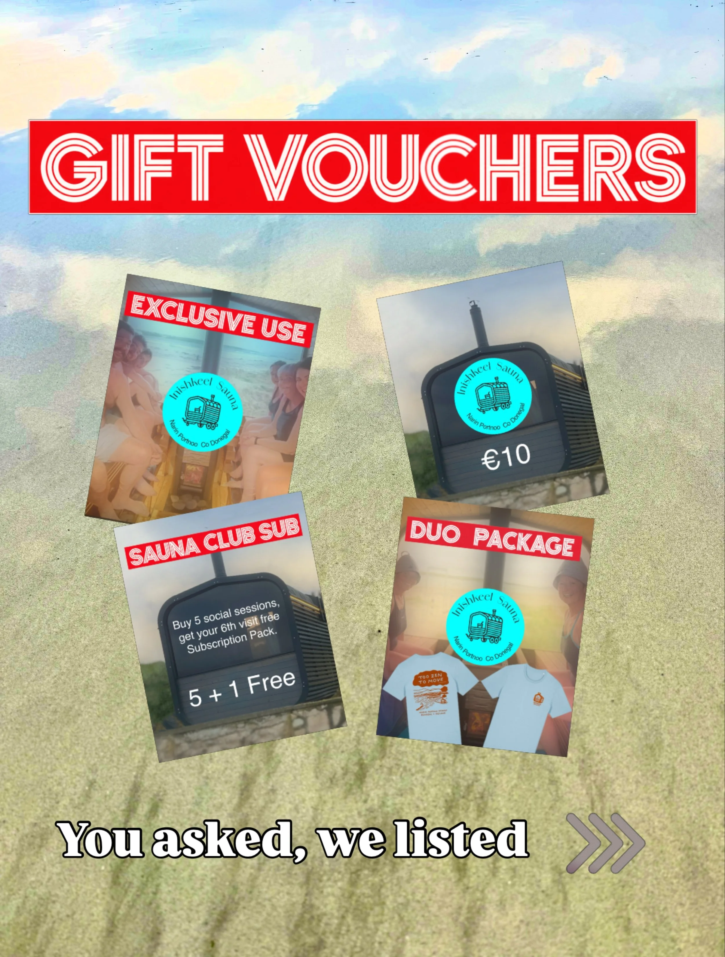 🎁 Inishkeel Sauna Gift Vouchers &amp; Sauna Club Loyalty Rewards have arrived!🔥

You asked, we listened. 💚

Give the gift of warmth, wellness and a little Inishkeel magic. ✨

Choose your perfect gift:
🎁 Set Packages; including our unique Inishkee
