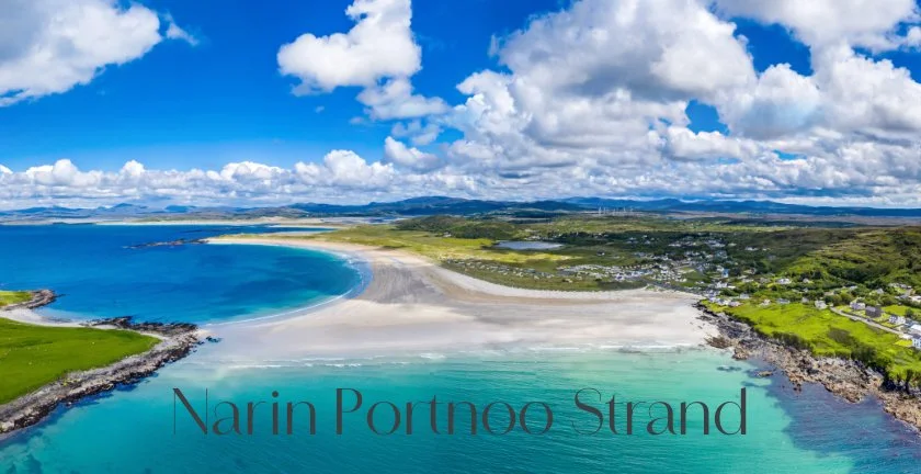 Narin Portnoo Strand is one of Ireland’s most beautiful beaches and a proud Blue Flag beach, stretching for miles along the Wild Atlantic coastline with golden sands, rolling dunes, and stunning views towards Inishkeel Island.  Popular for beach walk