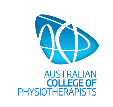 Logo of the Australian College of Physiotherapists with a blue abstract symbol and text.