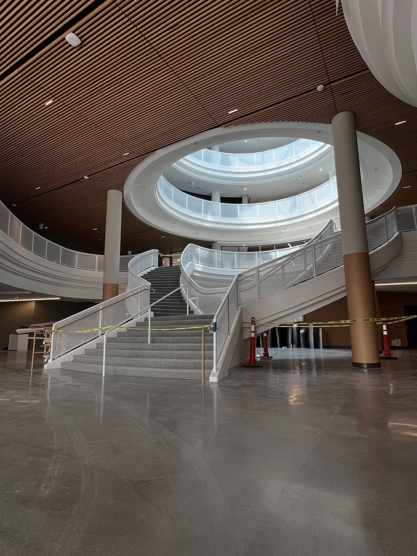 This handrail rework for Govan Brown at the new Ontario Power Generation HQ in Oshawa was no small job.
&bull;
142 mesh panels, 568 frame pieces, 5,760 inches of weld, and 1,988 T20 screws &mdash; every single panel installed on site, custom fit, and