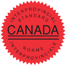 Red circular badge with black text that reads 'Canada' and 'Interprovincial Standard Norme Interprovinciale'.