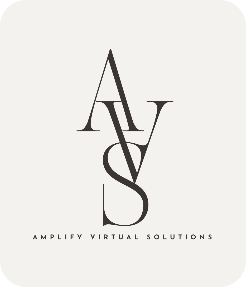 Logo with overlapping letters A, V, S and the text 'Amplify Virtual Solutions' underneath.