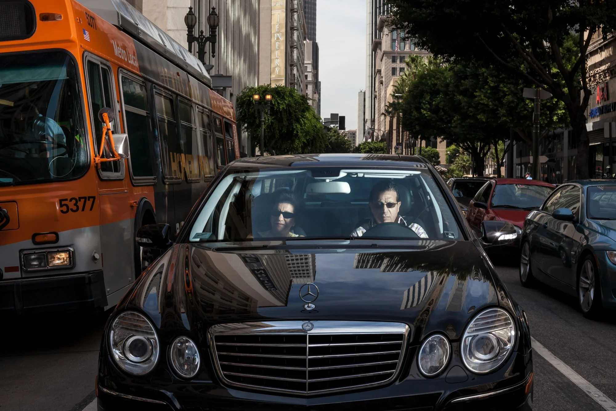 Black Mercedes, Jewelry District, Los Angeles - 2012