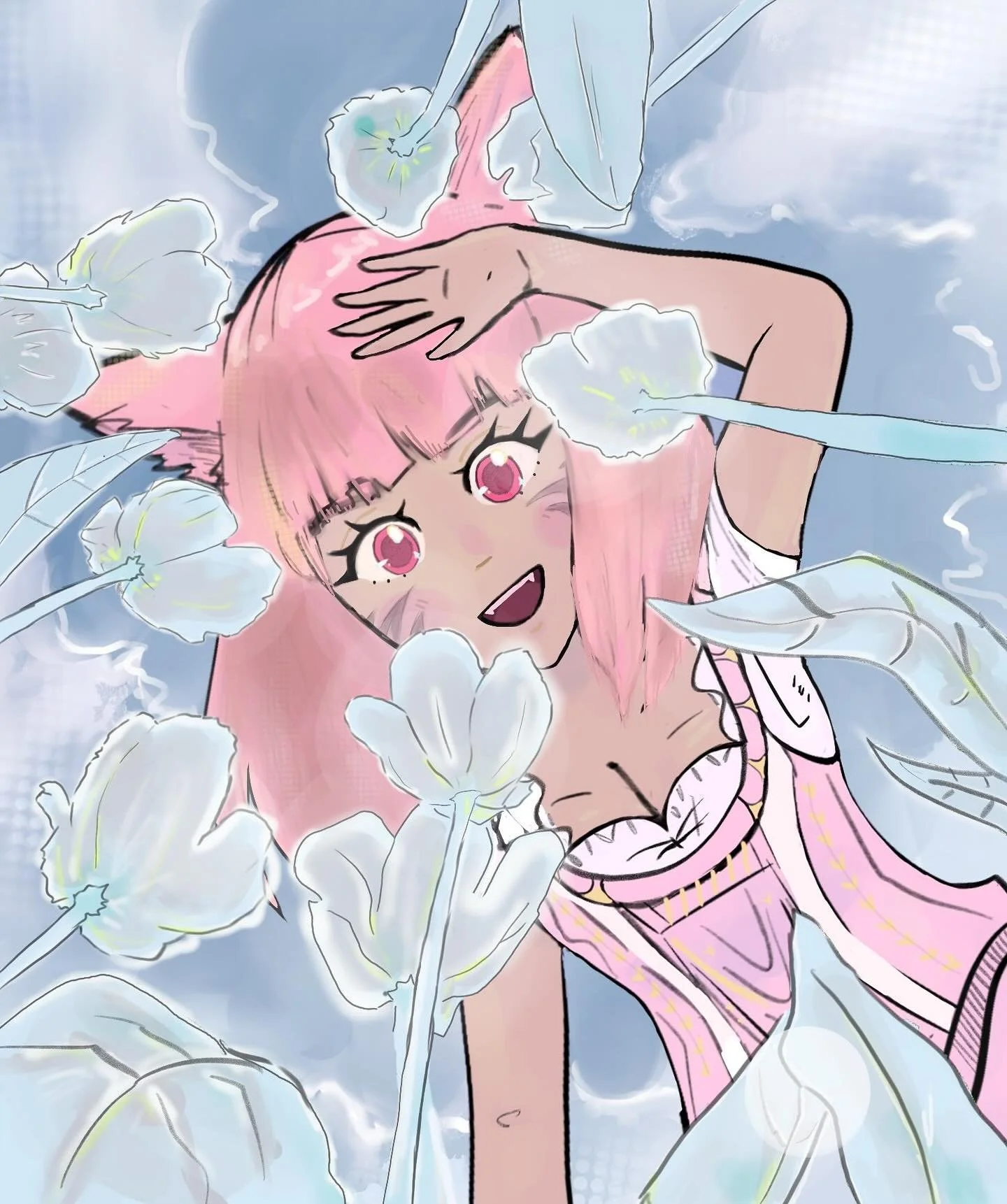 I dream of elpis flowers because I miss FFXIV and my pink cat 🤍🩶
.
#art #artist #artistoninstagram #illustration #digital #digitalsketch #digitalart #cute #kawaii #videogames #finalfantasy #finalfantasyxiv #ffxiv #catgirl #pink #miqote #ff14 #squar