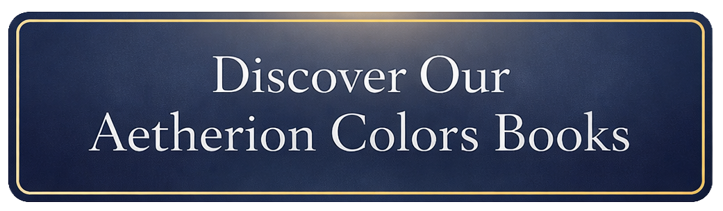 Blue sign with gold borders displaying the text "Discover Our Aetherion Colors Books" in white font.