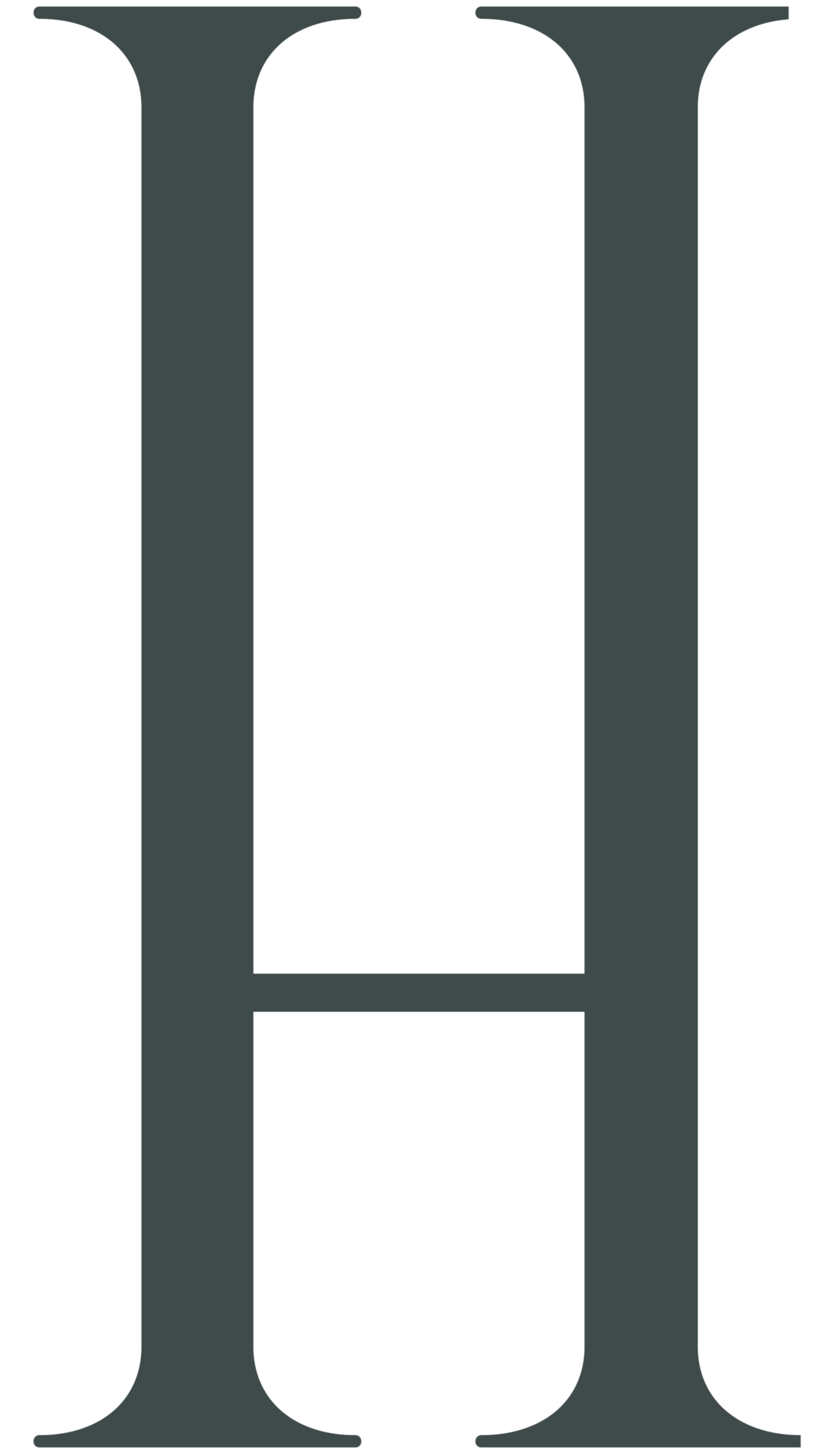 A large black capital letter 'H' with gray outline.
