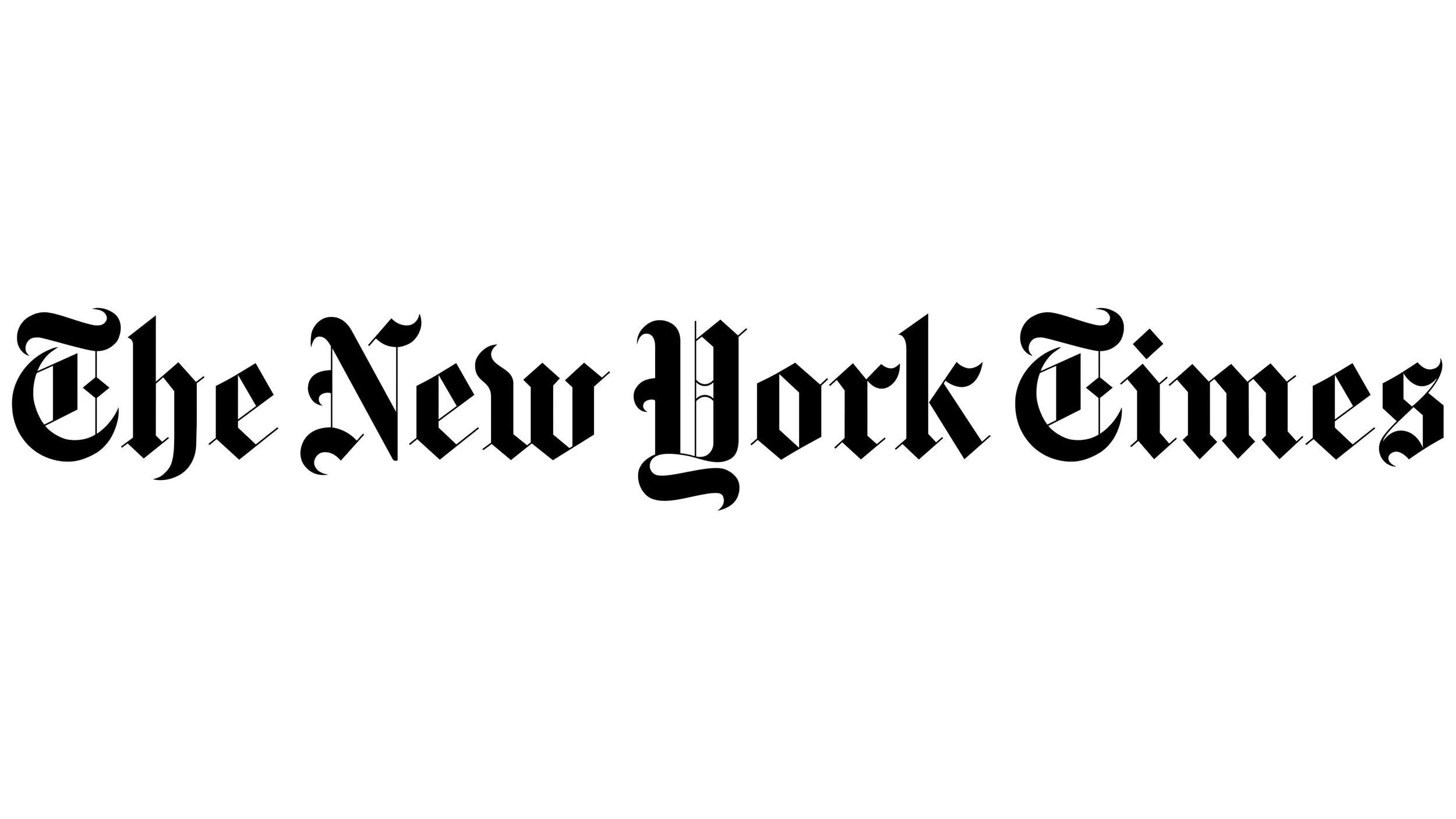 The logo of The New York Times in black gothic font on a white background.