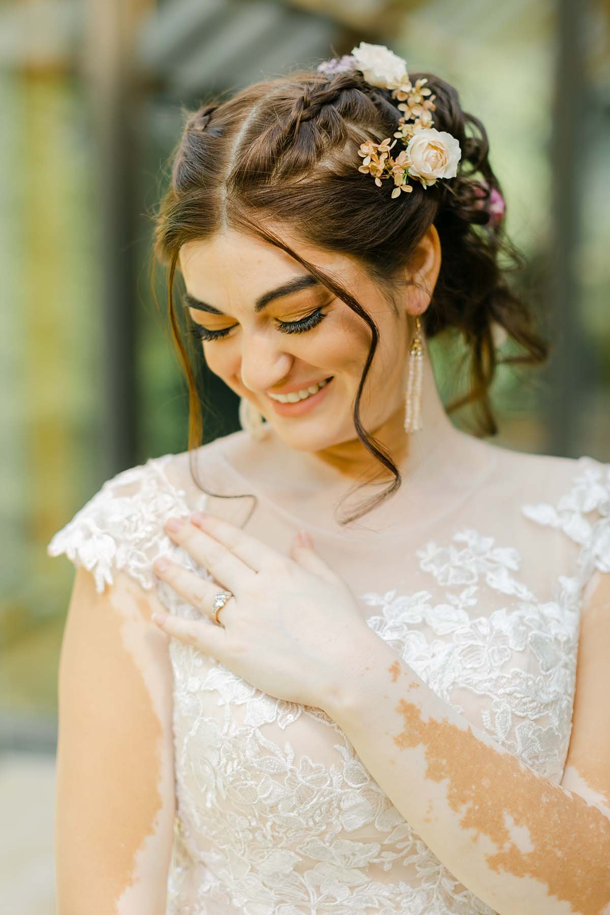 Beautiful bride with updo and natural makeup - Wedding hair and makeup done by Terri Reece Studios