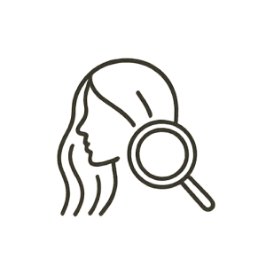 hair health assessment icon illustration in thin black line art