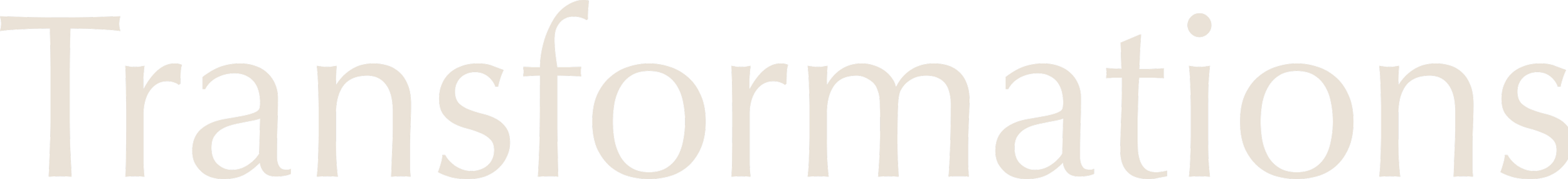 large light gold text that reads "transformations"