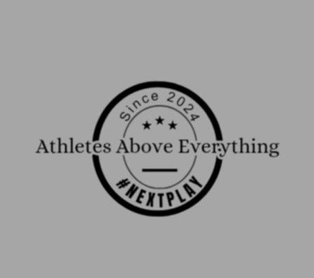 A black and white logo with the text "Since 2024" at the top, three stars, and the phrases "Athletes Above Everything" and "#NextPlay".