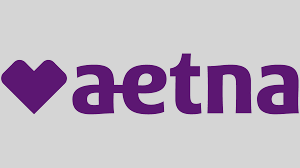 A purple heart symbol followed by the word 'aetna' in purple text on a gray background.