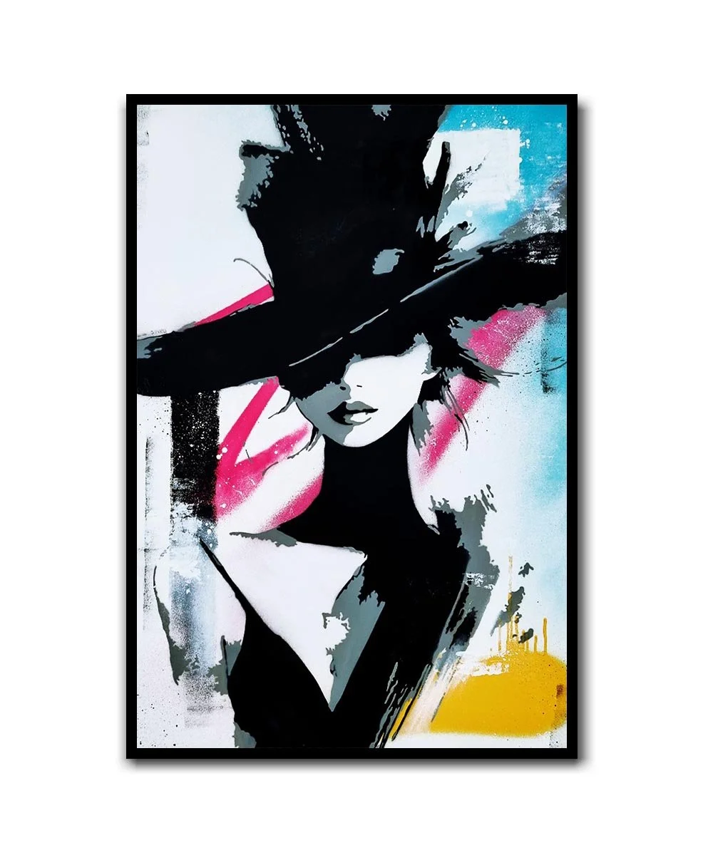 asko art woman with hat colorful background stencil art contemporary urban art 2.jpg