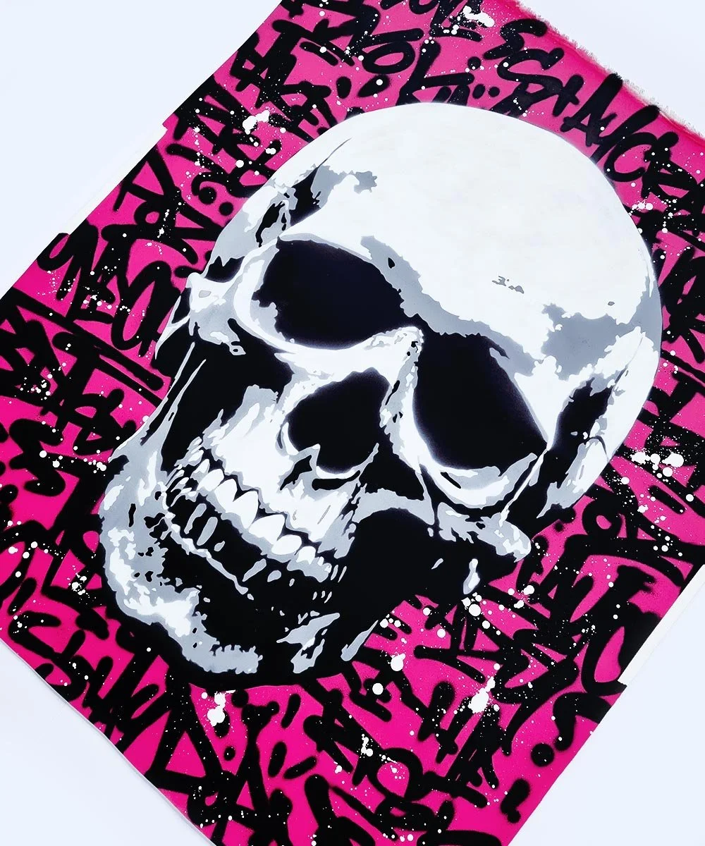 asko art skull pink graffiti stencil art 6.jpg
