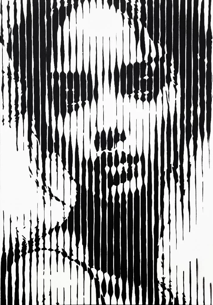 asko art expressive ines monochrome faces 70x50CM line portrait with stripes .jpg
