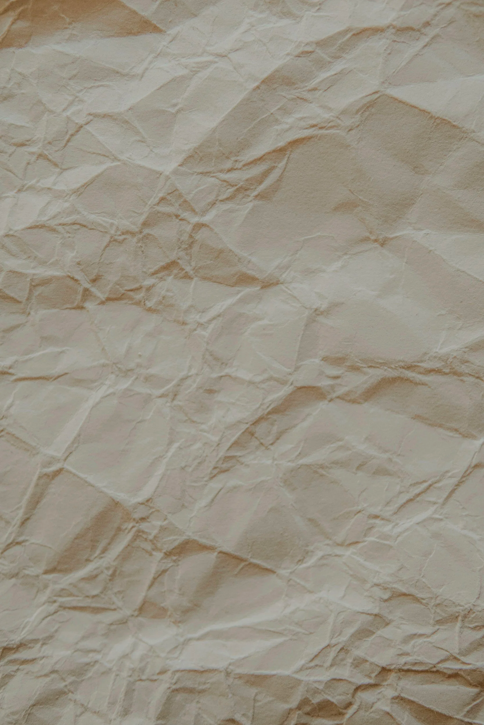Crumpled beige paper with visible creases and texture.