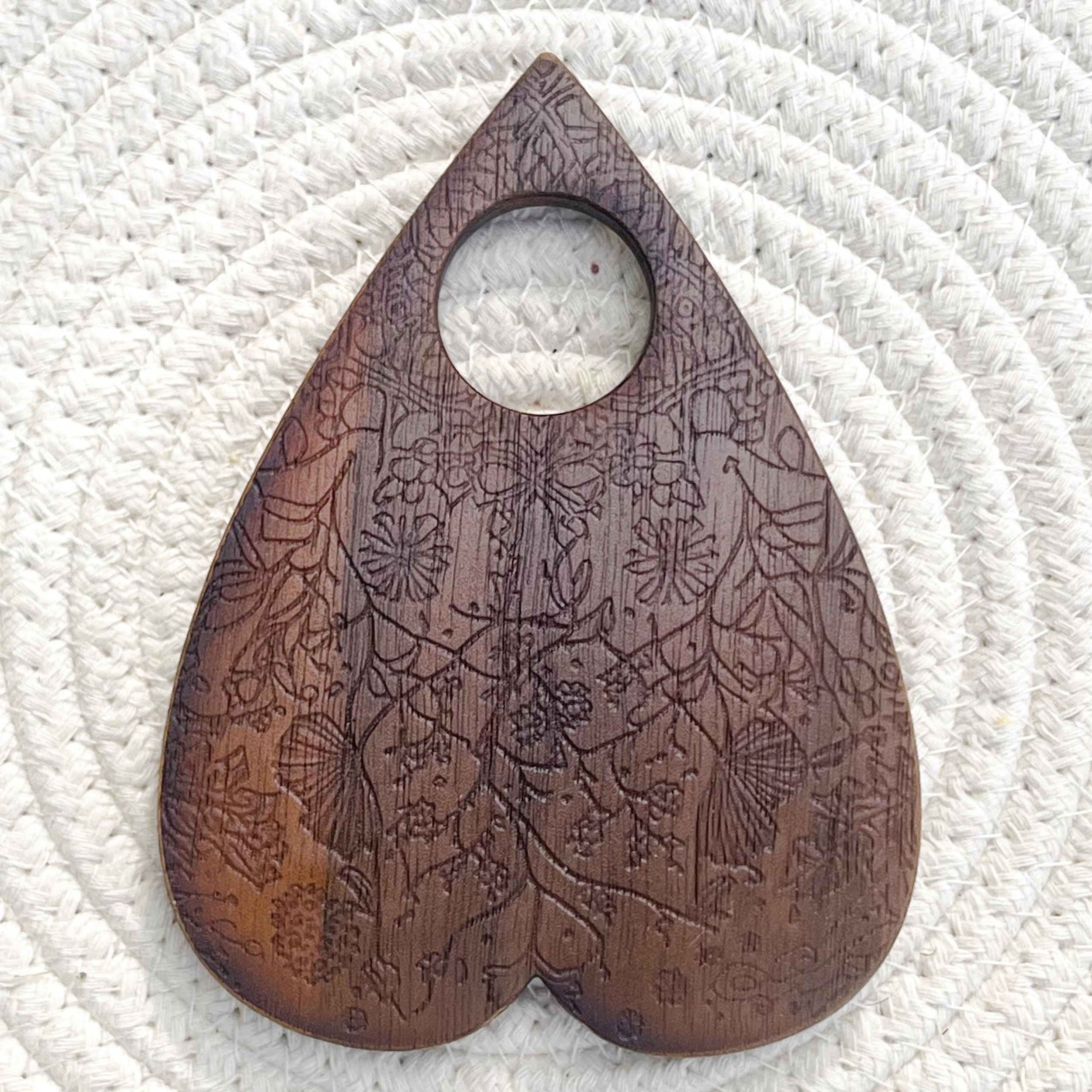 Handmade Engraved Wood Planchette: Spirit Board Accessory