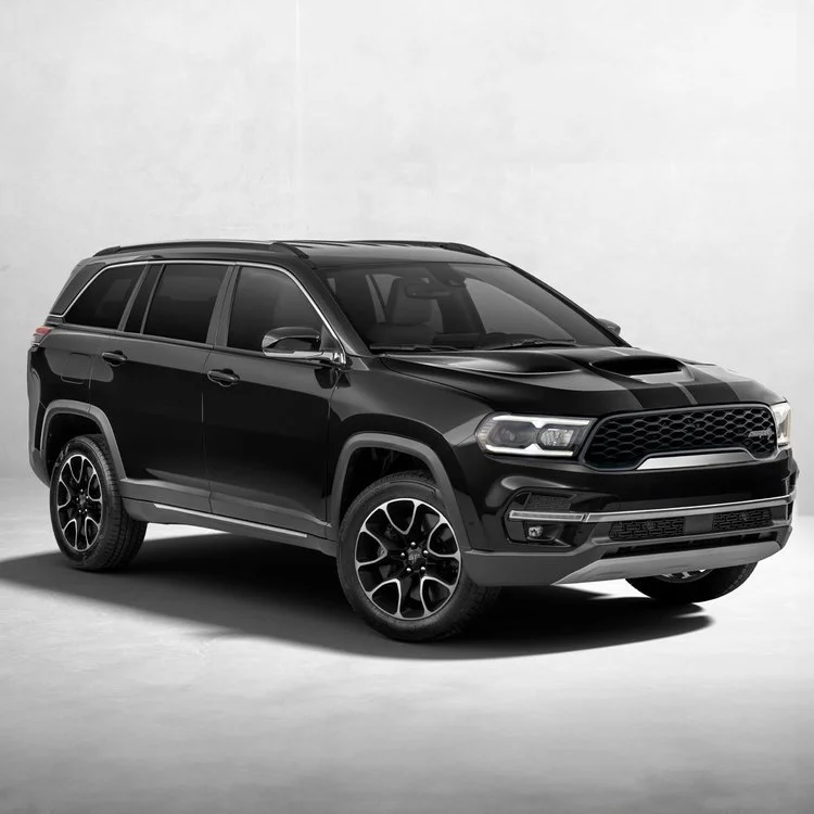 Black Jeep SUV with sleek design in a studio setting