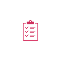 A red icon of a document clipboard with lines and a paragraph symbol on a white background.