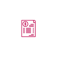 A red icon of a quote documentation with lines and a paragraph symbol on a white background