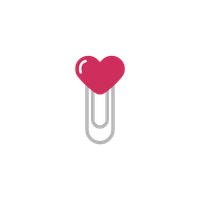 A simple paperclip with a red heart shape at the top, on a plain white background.