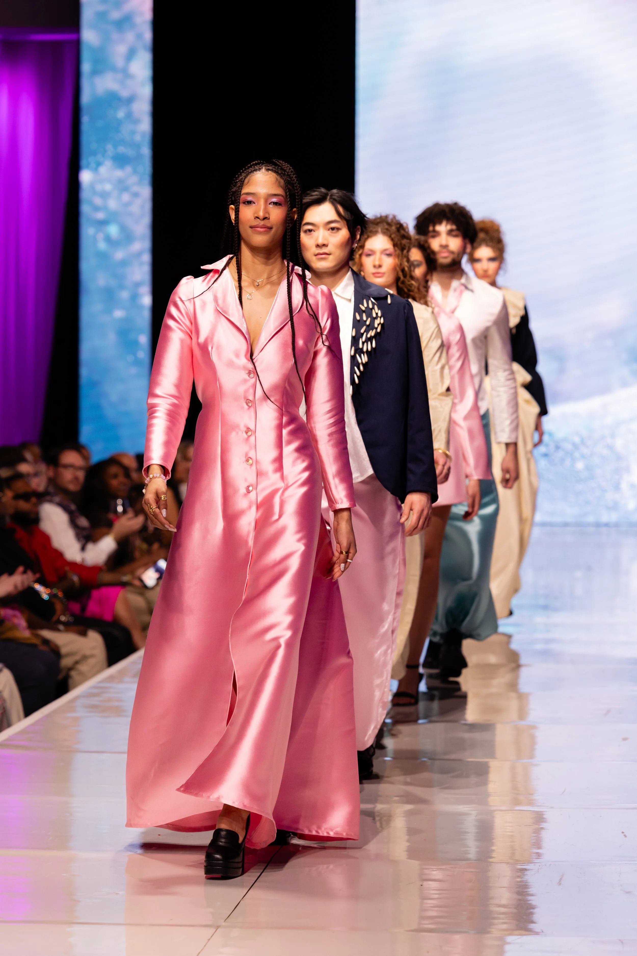 Sarah Skelly Dreamscape collection look with dramatic drape and movement