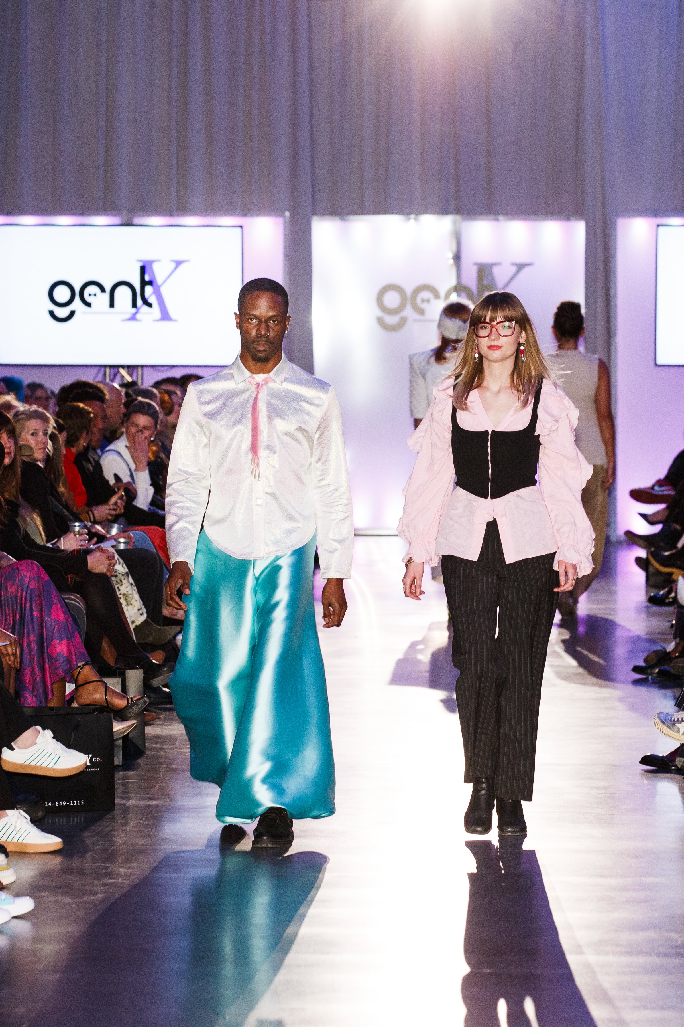 Dreamscape collection look featuring layered fabric and structured silhouette