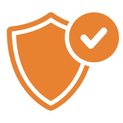 Icon of a shield with a checkmark, representing security or protection.