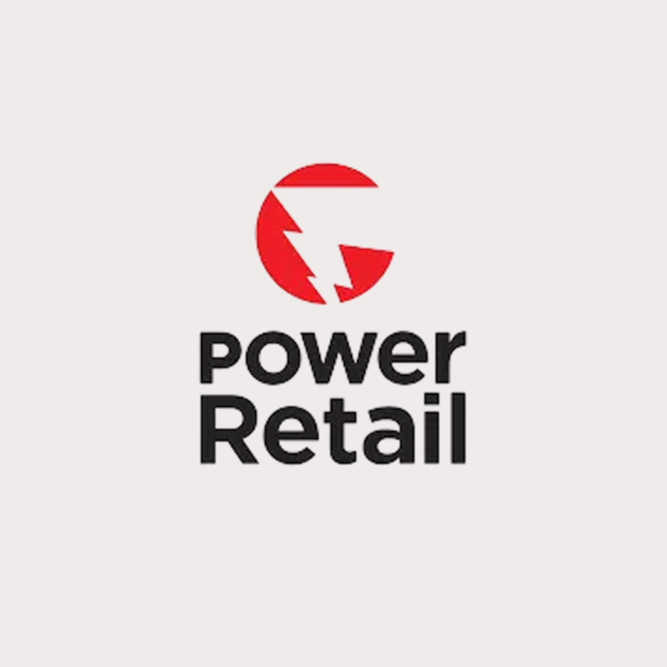 Power Retail logo with a red circular icon containing a lightning bolt, and the words 'Power Retail' in black font below.
